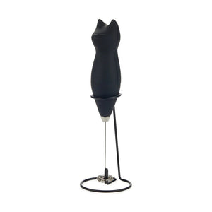 Balvi Meow Milk Frother Black - Handheld Frother with Stand