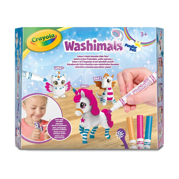 Crayola - Washimals Peculiar Pets 3Ct, 3 Markers, 1 Scrubber