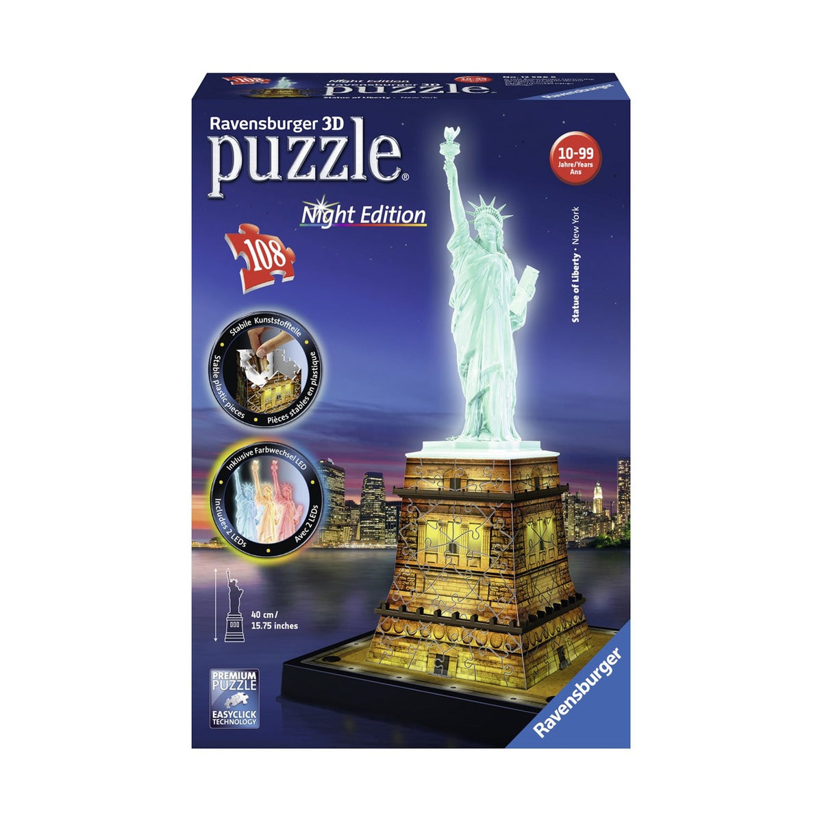 Ravensburger 3D Statue Of Liberty - Night Ed. 108 Pcs