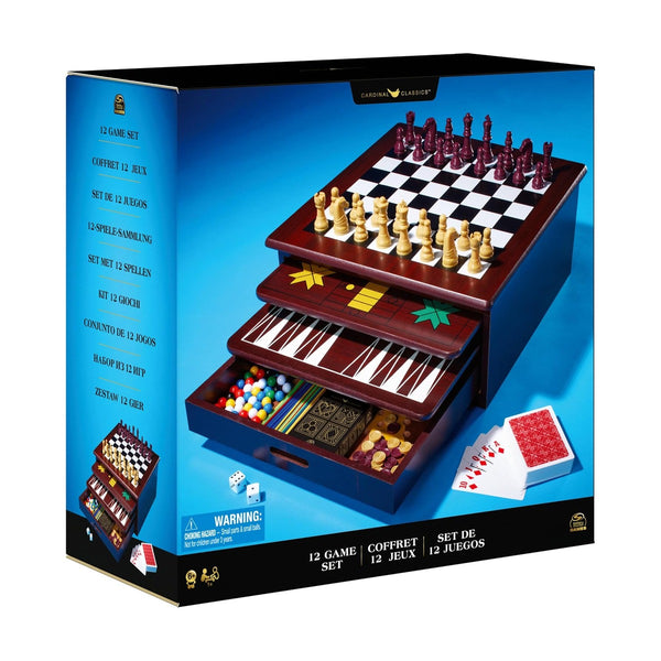 Spin Master Game 12-in-1 Wooden Game Center