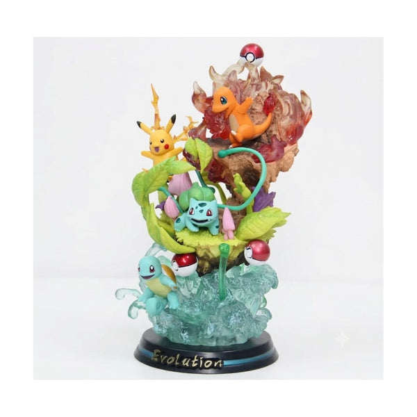 26Cm Anime Pokemon Pikachu Charmander Bulbasaur Squirtle With Led Light Statue