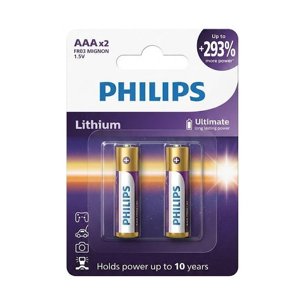 Philips Batteries Lithium AAA, 2Pack