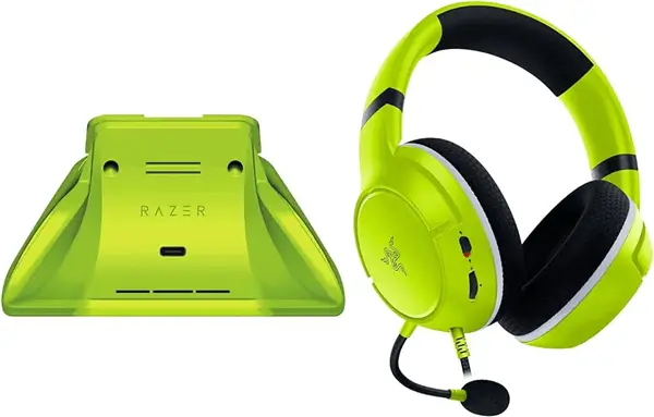 حزمة Razer Essential Duo لأجهزة Xbox باللون الأخضر الفسفوري - مجموعة ملحقات الألعاب