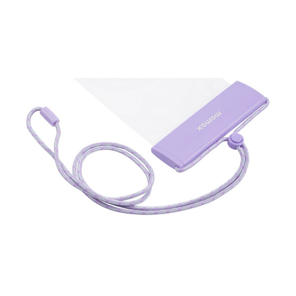 MOMAX WATERPROOF POUCH UNIVERSAL WITH NECK STRAP - PURPLE