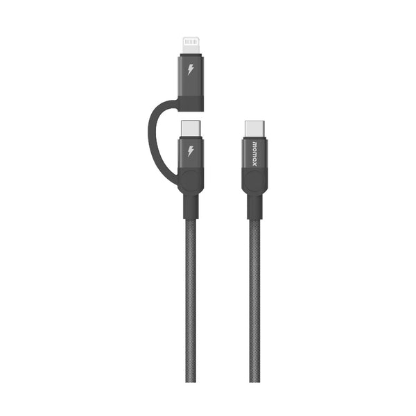 MOMAX MAG LINK USB-C TO C & LIGHTNING MAGNETIC CABLE 1M - BLACK
