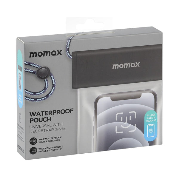 MOMAX WATERPROOF POUCH UNIVERSAL WITH NECK STRAP - SPACE GREY