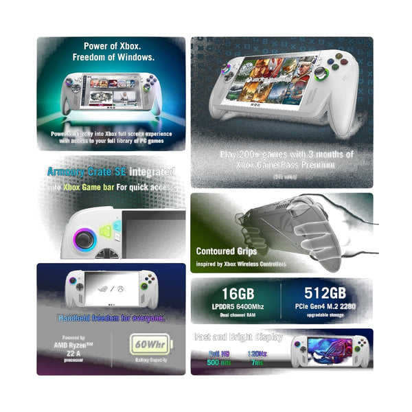 ROG XBOX Ally 7" 1080p FHD 120Hz Touchscreen Gaming Handheld AMD Ryzen Z2 A 16GB RAM 512GB SSD White - Windows