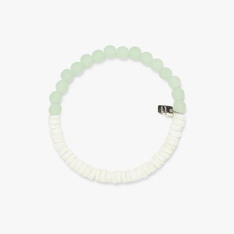 Pura Vida - Bracelet Puka Shell And Frosted Bead Mint OS