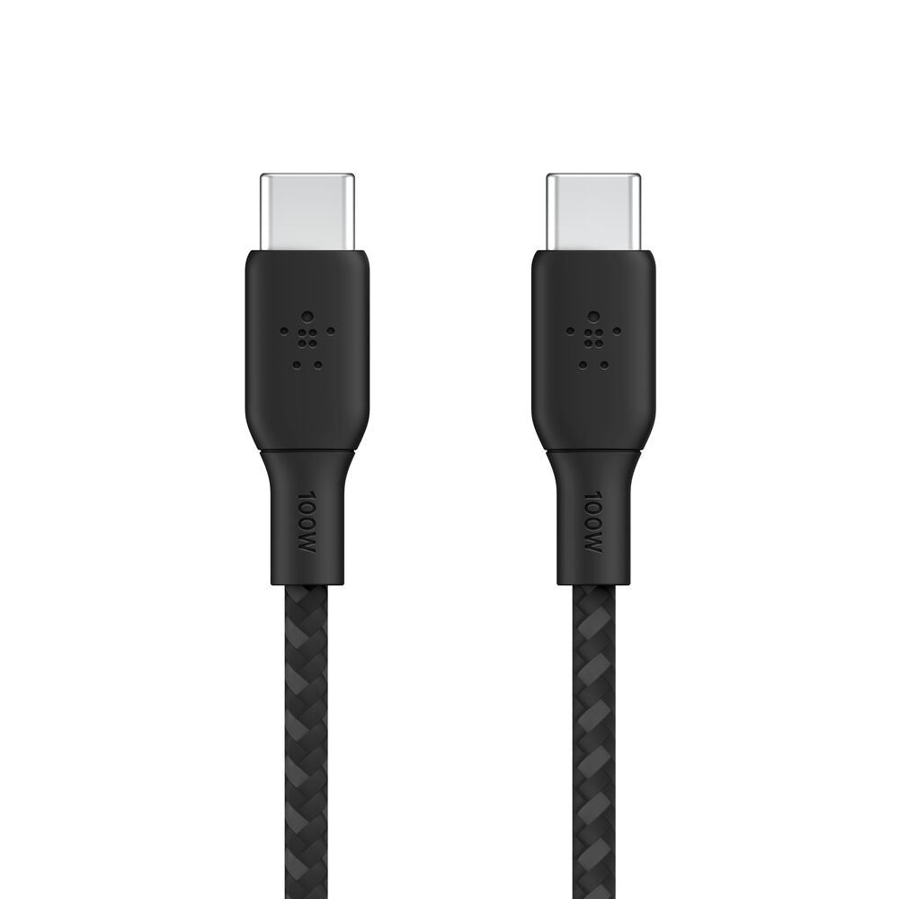 Belkin BOOST CHARGE كابل شحن الكمبيوتر المحمول USB-C إلى USB-C بقوة 100 واط مضفّر 3 متر أسود