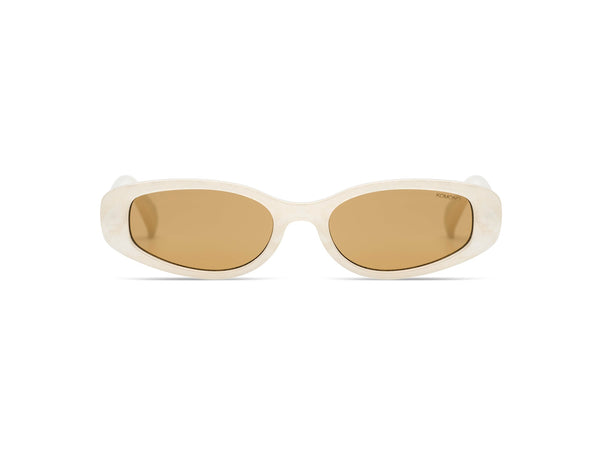 Komono Emery Oval Sunglasses in Alabaster White, Brown Cat 2 UV400 Lenses