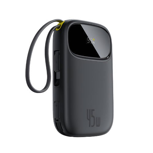 Baseus - Os-Baseus Enerfill Fc31 Digital Display Power Bank With 2 Built-In Usb-C Cables 10000Mah 45W Cosmic Black