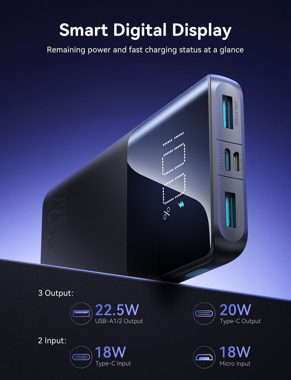 Joyrom JR-QP191 22.5W Power Bank 10000mAh-Black - Black