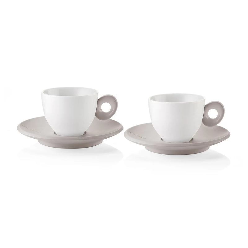 Guzzini Espresso Cups With Saucer Taupe Set of 2 Pieces