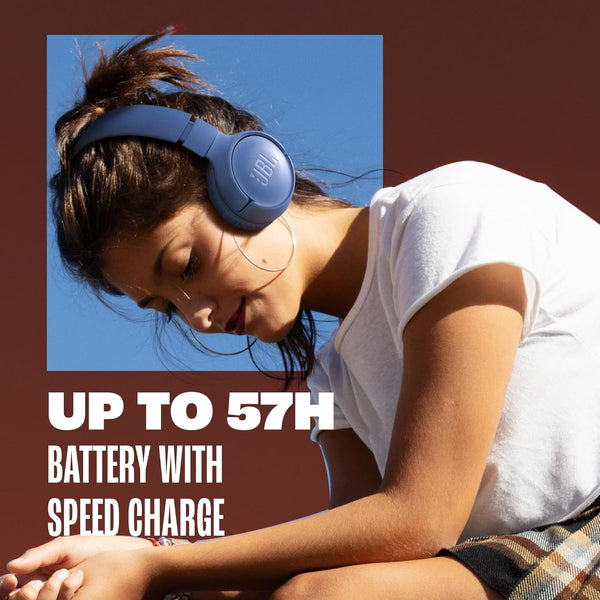 JBL - سماعات رأس بلوتوث لاسلكية للأذن Tune 530Bt - أزرق