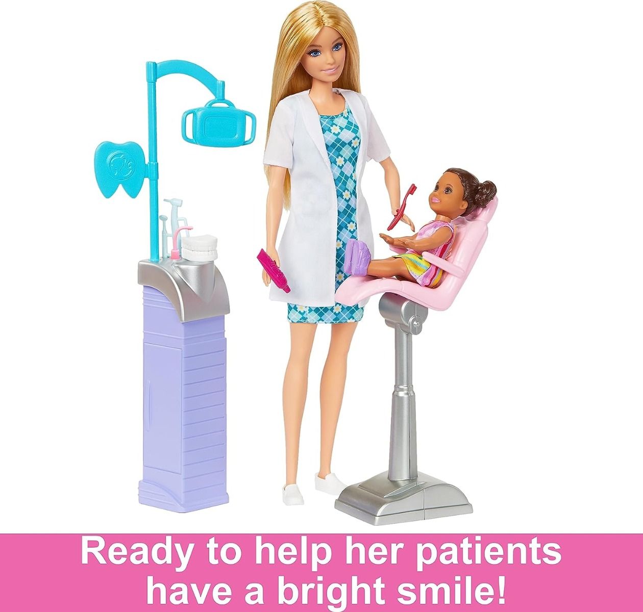 Barbie Careers Playset, Dentist Set With Blonde Fashion Doll