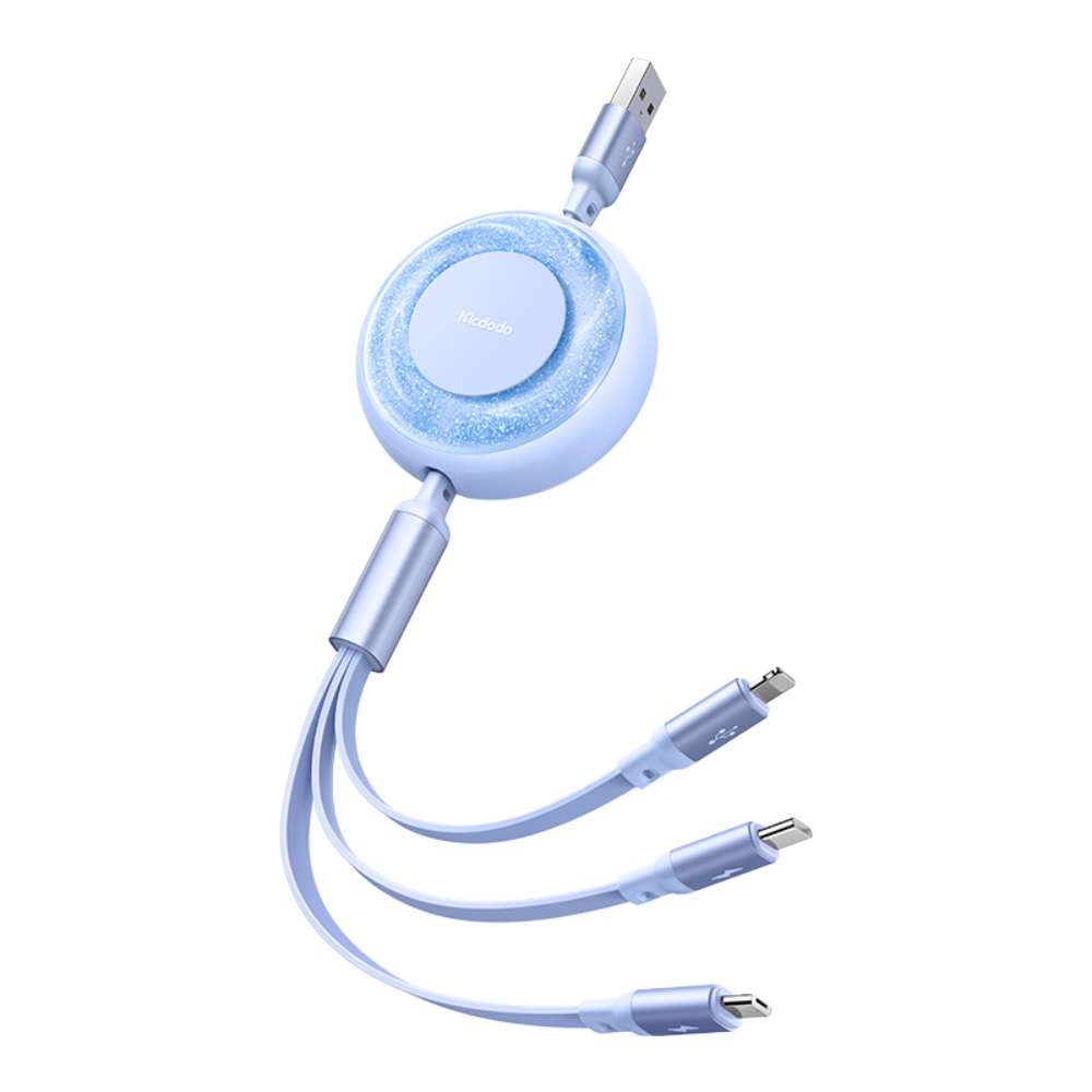 MCDODO - Cable - 3 In 1 Retractable Charging Cable - Blue