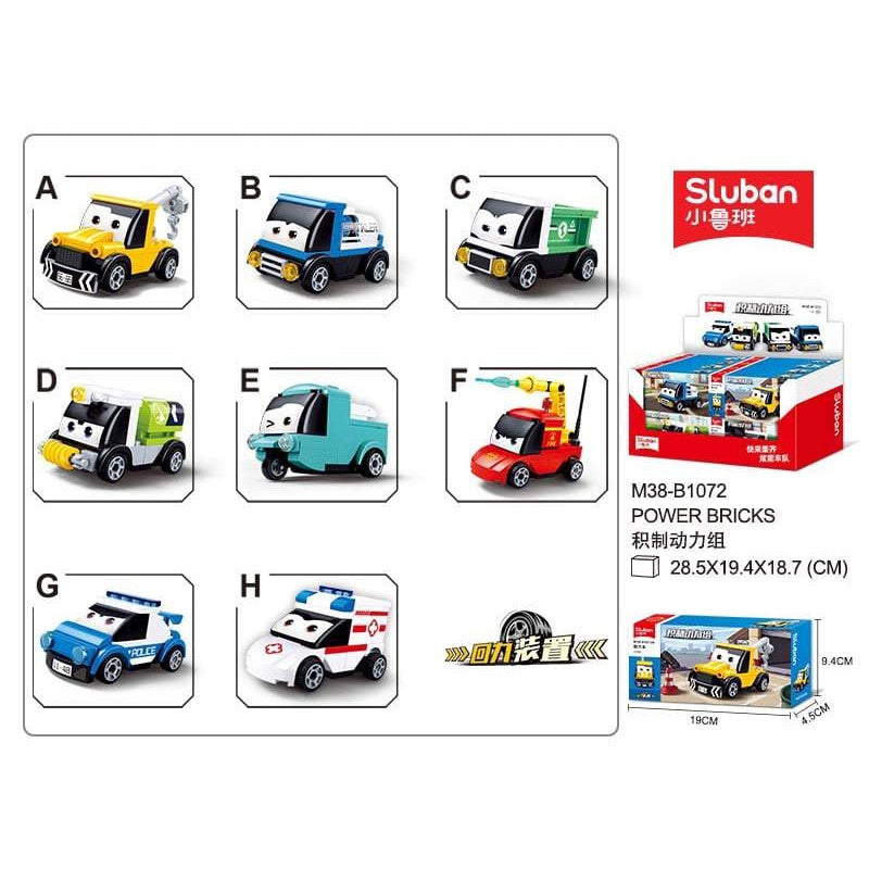 Sluban Powerbricks Pull Back Car7 8 Types