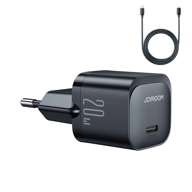 Joyroom JR-TCF02 PD 20W mini Charger EU+C to L Cable 1m - Black