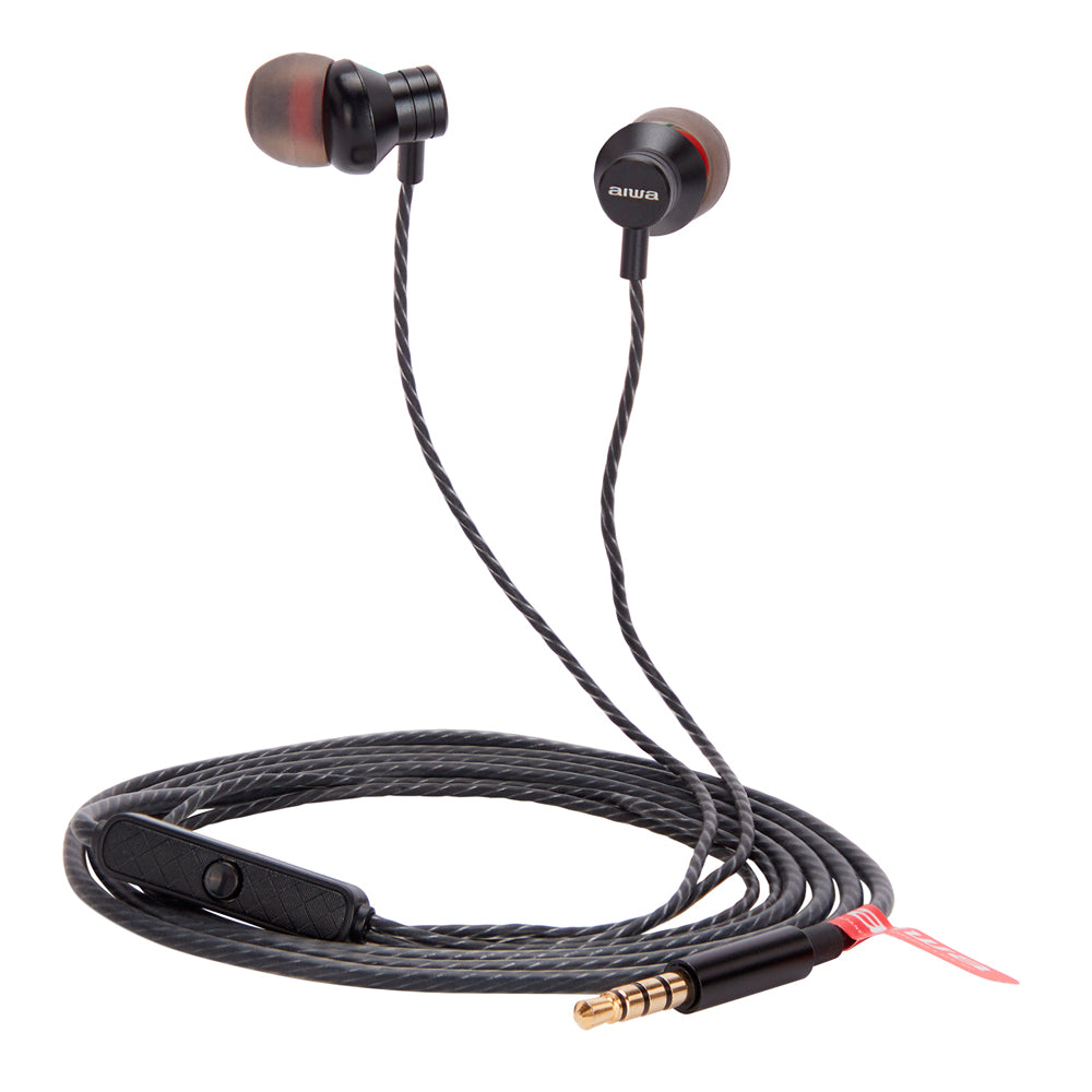 Aiwa STEREO IN-EAR HEADPHONE WITH REMOTE Black