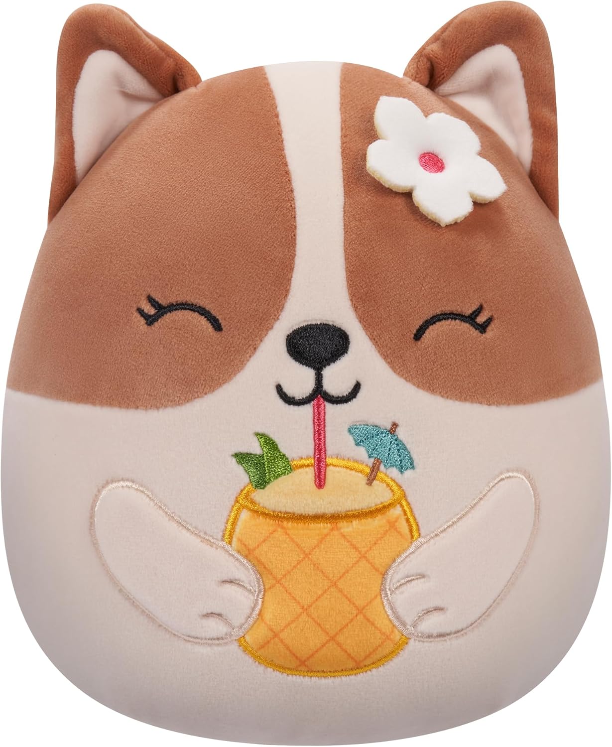 Squishmallows Little Plush 7.5 Regina The Corgi With Drink