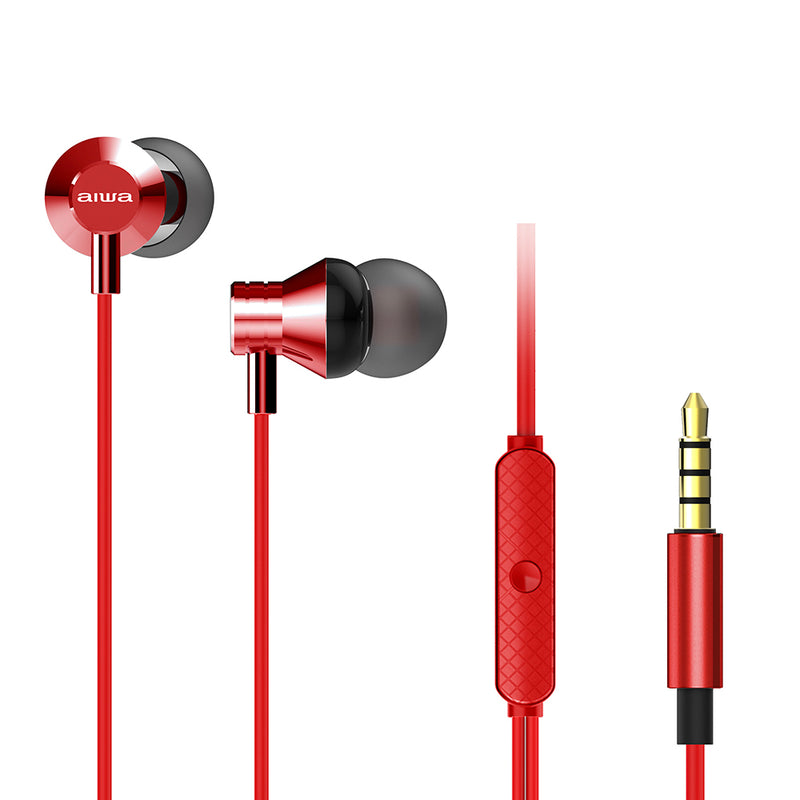 Aiwa STEREO IN-EAR HEADPHONE WITH REMOTE Red