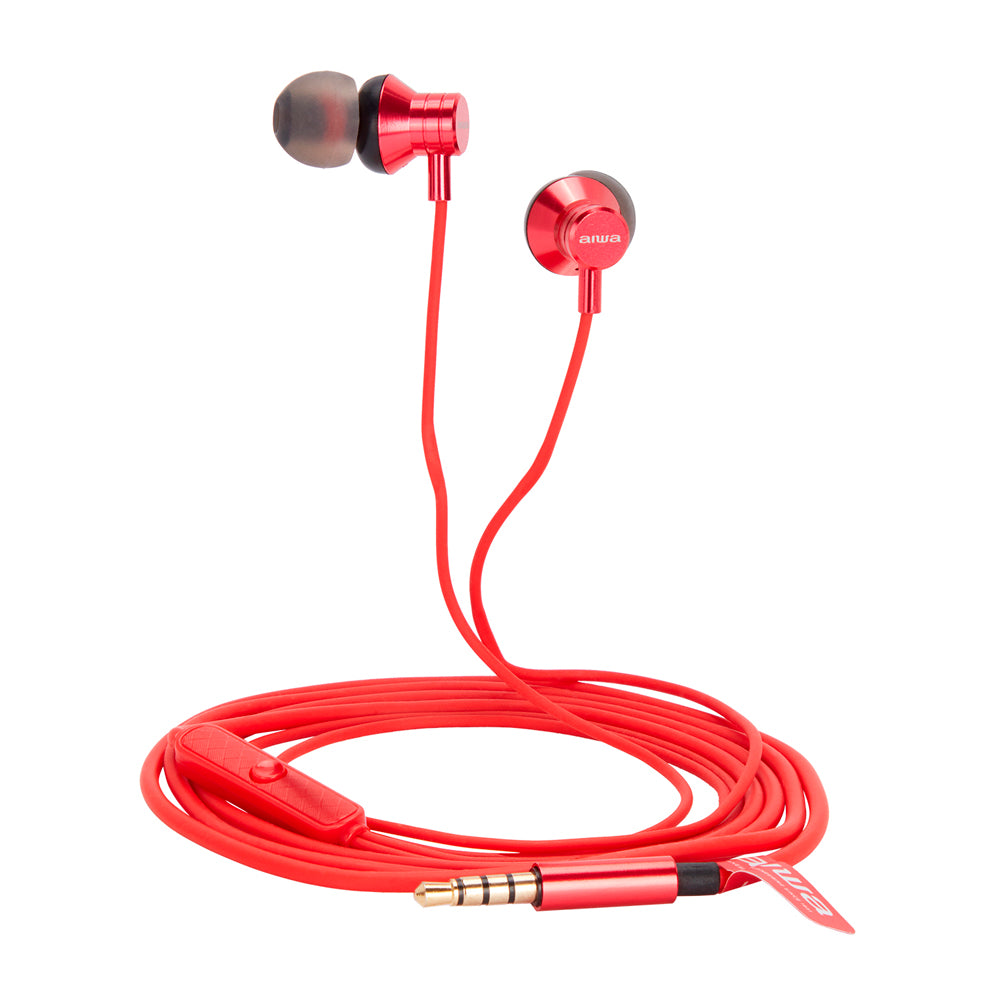 Aiwa STEREO IN-EAR HEADPHONE WITH REMOTE Red