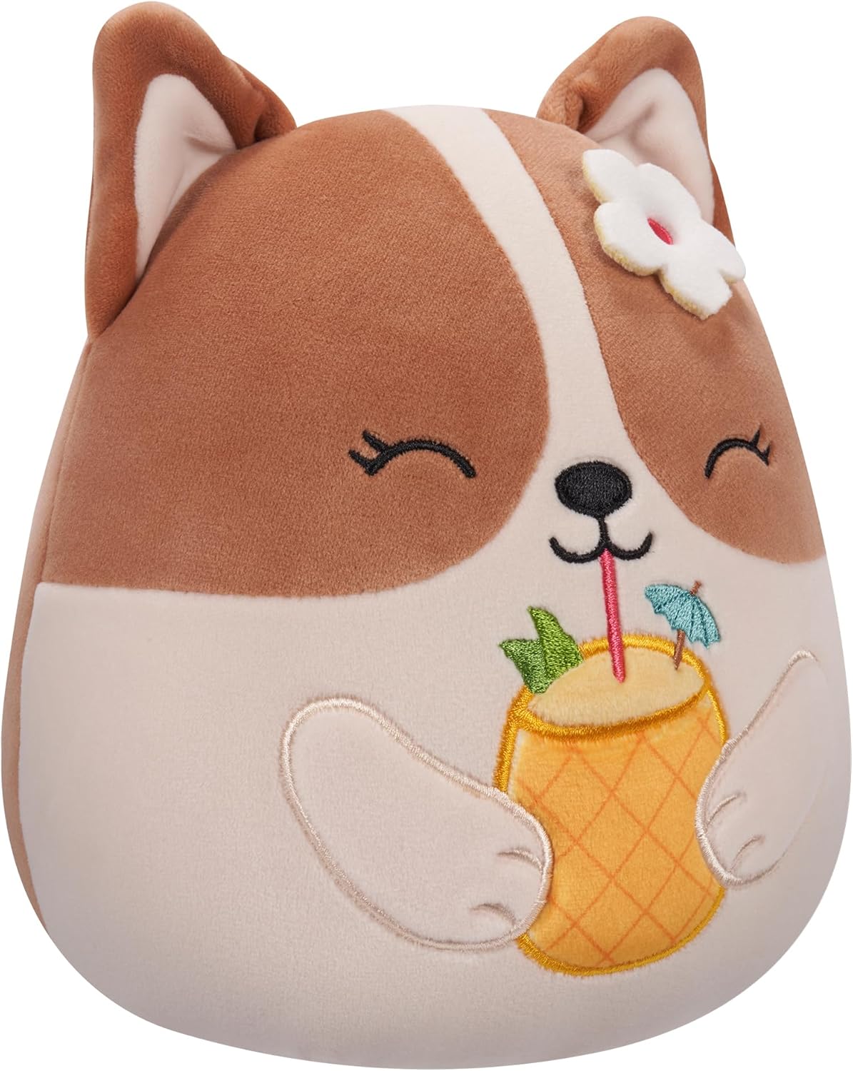 Squishmallows Little Plush 7.5 Regina The Corgi With Drink