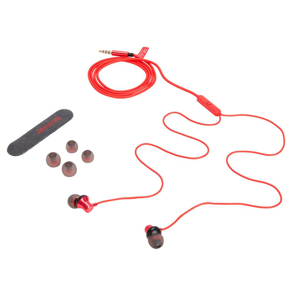 Aiwa STEREO IN-EAR HEADPHONE WITH REMOTE Red