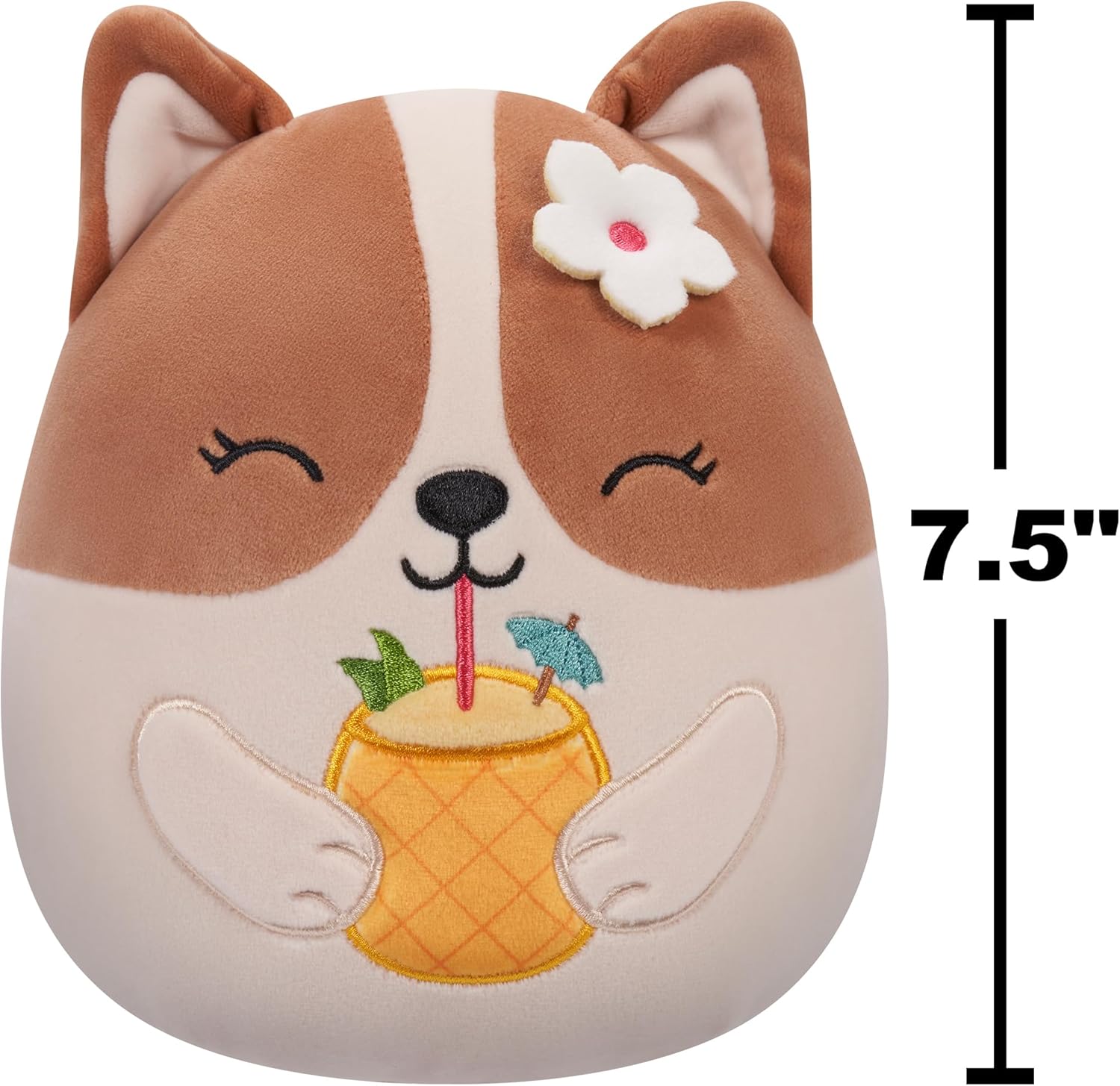 Squishmallows Little Plush 7.5 Regina The Corgi With Drink