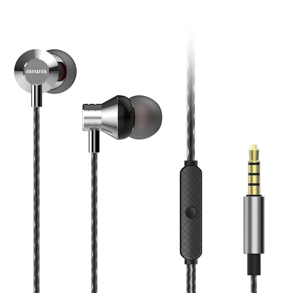 Aiwa STEREO IN-EAR HEADPHONE WITH REMOTE Silver