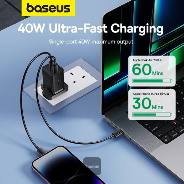 Baseus GaN5 Pro Fast Charger C+C 40W UK Cluster Black