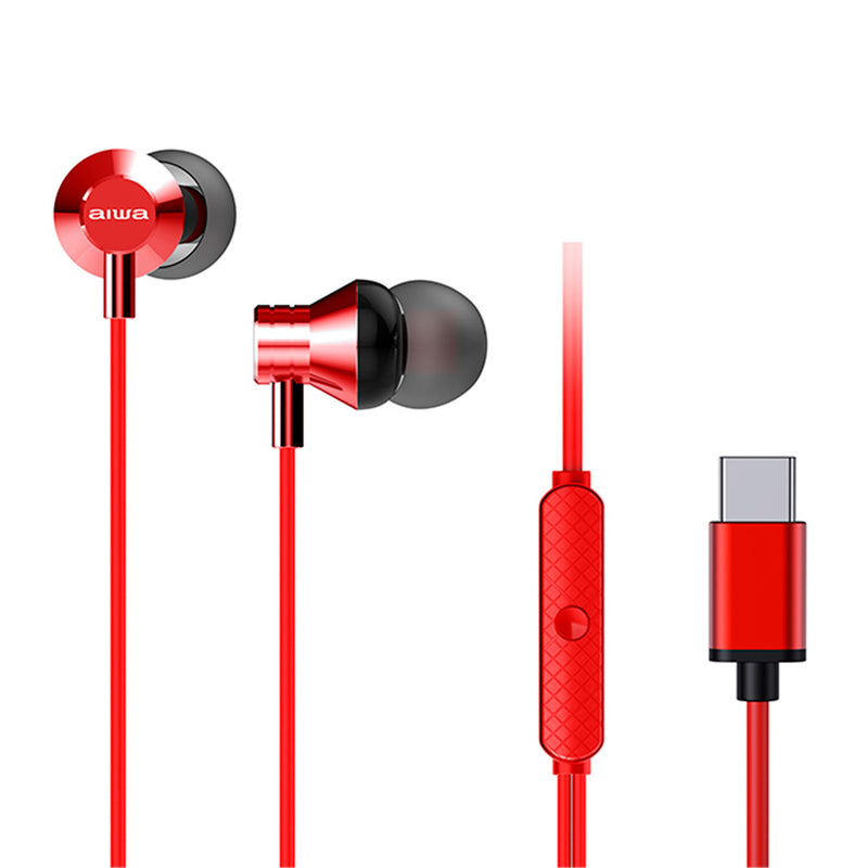 Aiwa Earphones with Microphone Type-C Red