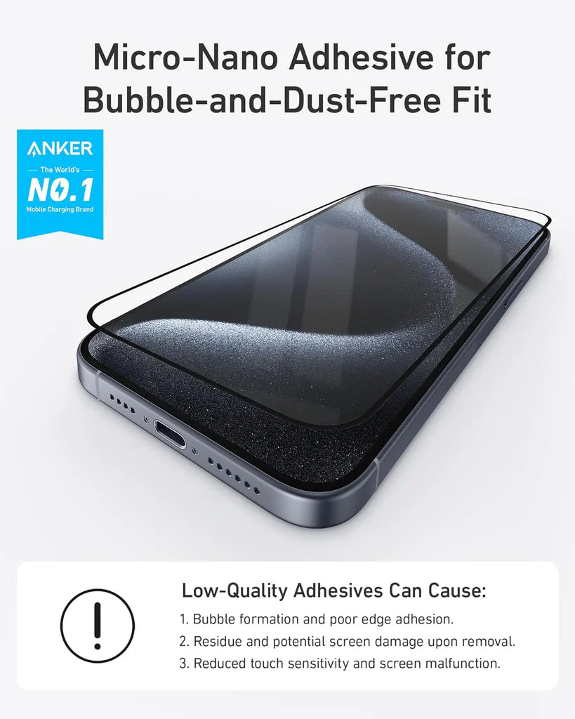 Anker Easy Fit Screen Protector Kit (HD 2-Pack,iPhone 16 Pro)