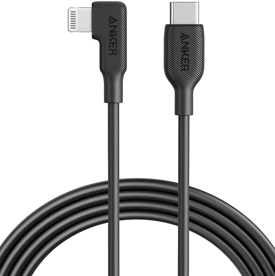 Anker C to Right Angle Lightning cable 6ft Black