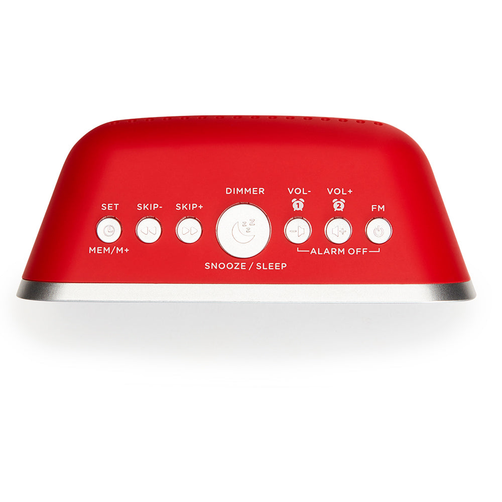 Aiwa 1.5W Dual Alarm Clock Radio with 2x USB Charging Red