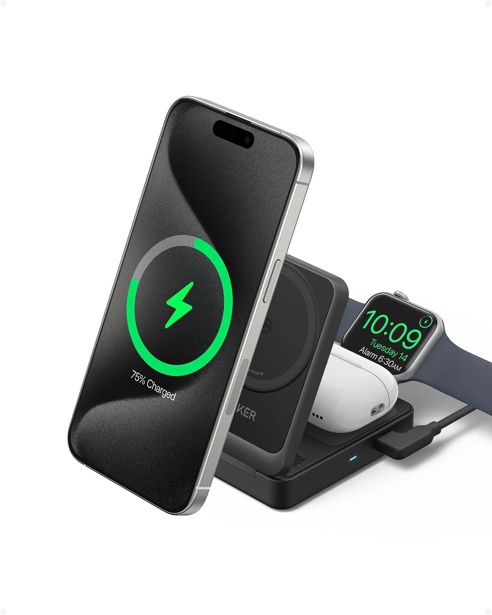 Anker MagGo Wireless Charging (15W, Foldable 3-in-1)