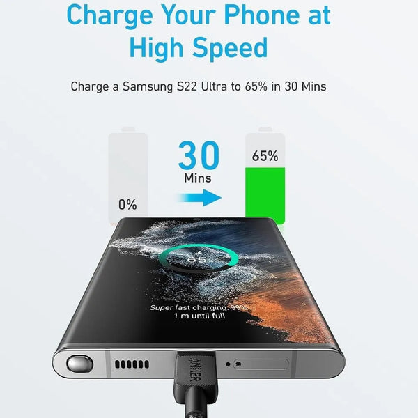 Anker 322 USB-C to Lightning Cable (3ft Braided) Black