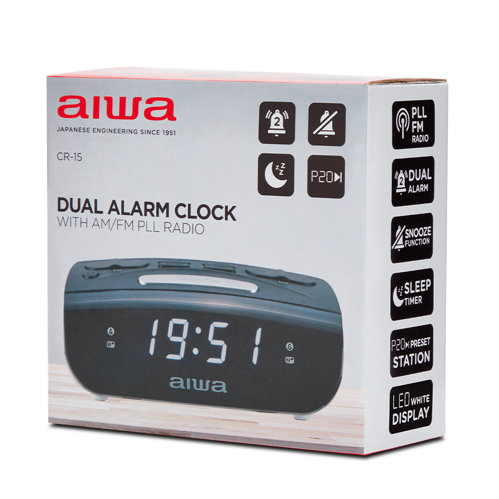 Aiwa Alarm Clock Radio Gray.