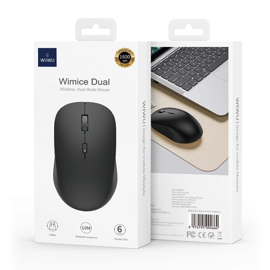 "WM108/WiWU Dual Mode Wireless Mouse,1600 DPI,2.4Ghz"