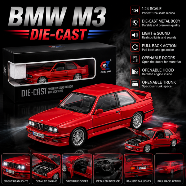 Anime Figure - Die-Cast BMW M3 Model Car With Lights And Sound - Red