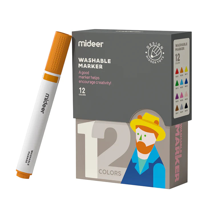 Mideer - Washable Marker Small Tip 12Colors