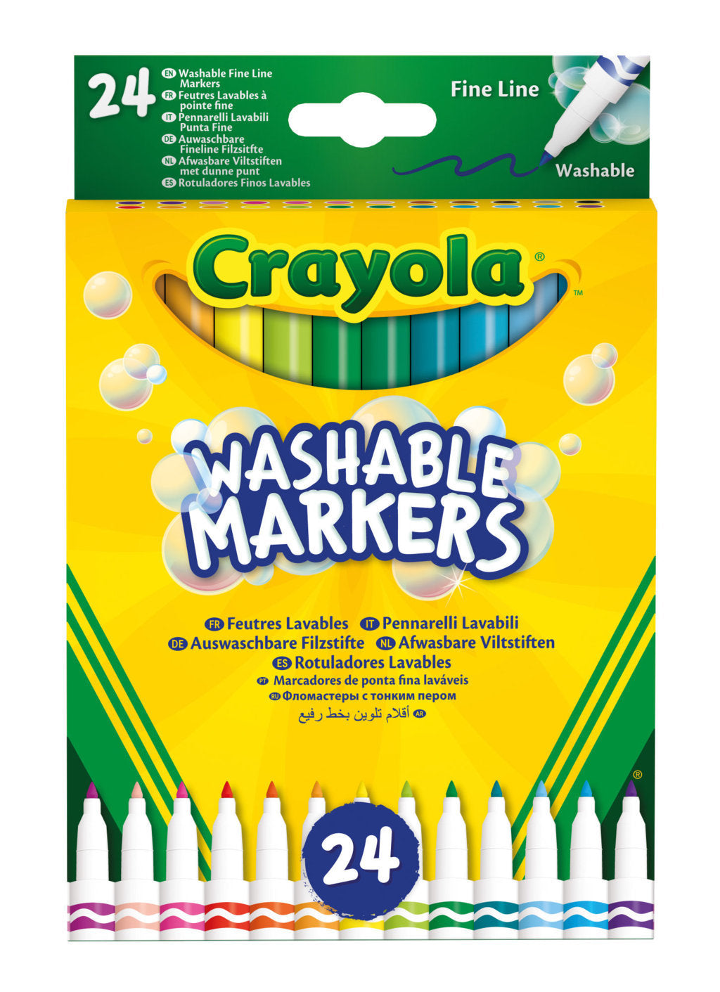 Crayola 24 Washable Fine Line Markers - Kids Art and Coloring Set