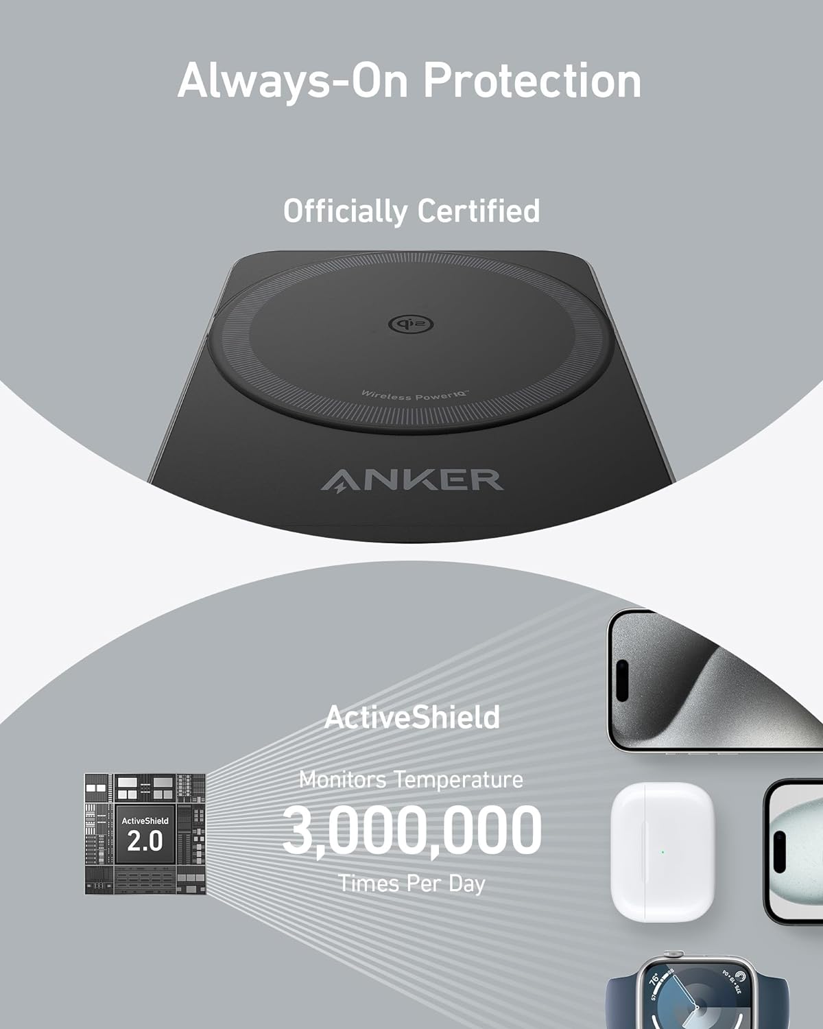 Anker MagGo Wireless Charging (15W, Foldable 3-in-1)