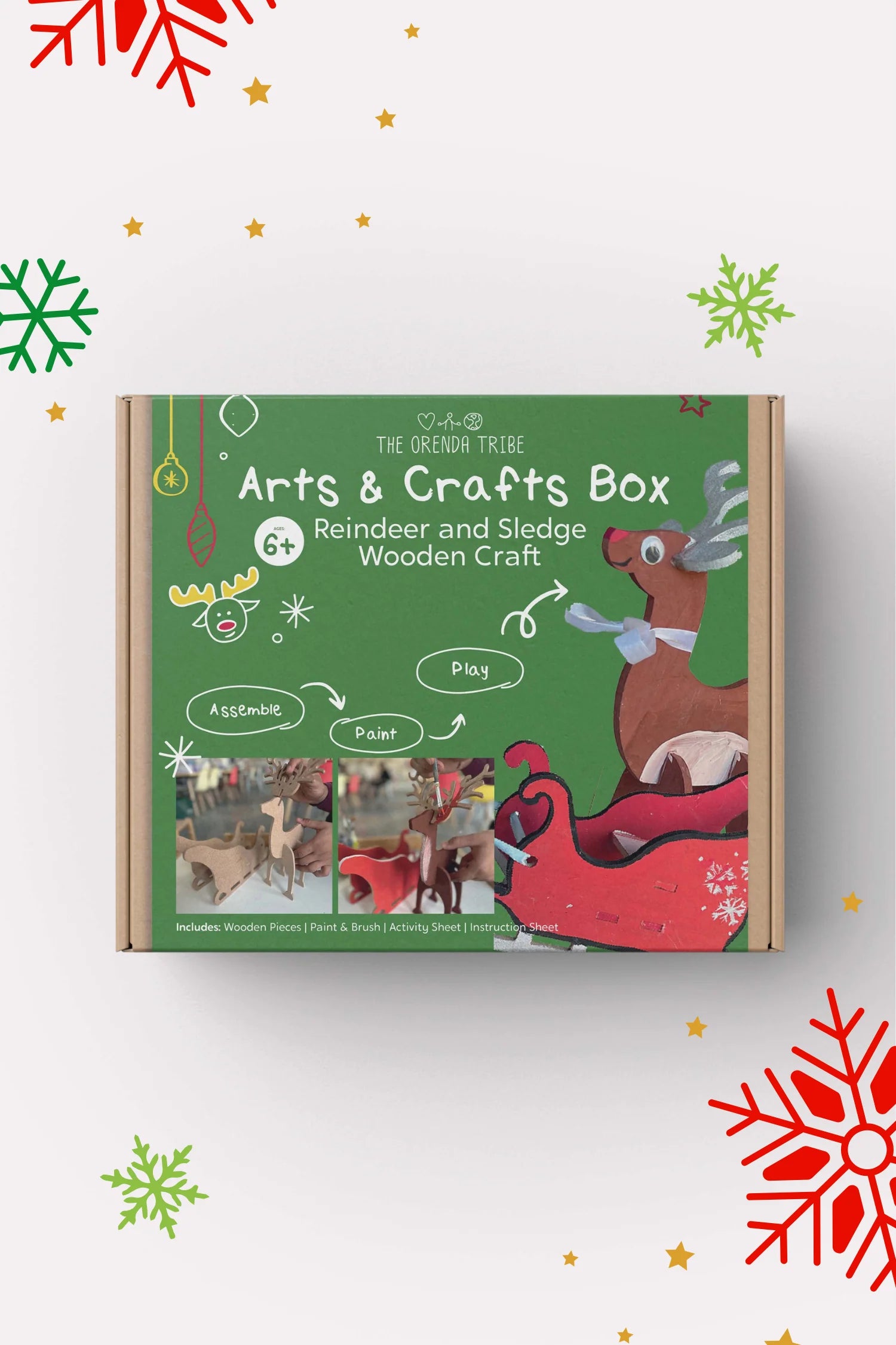 Orenda Tribe Arts & Craft Boxes Kids Reindeer With Sledge