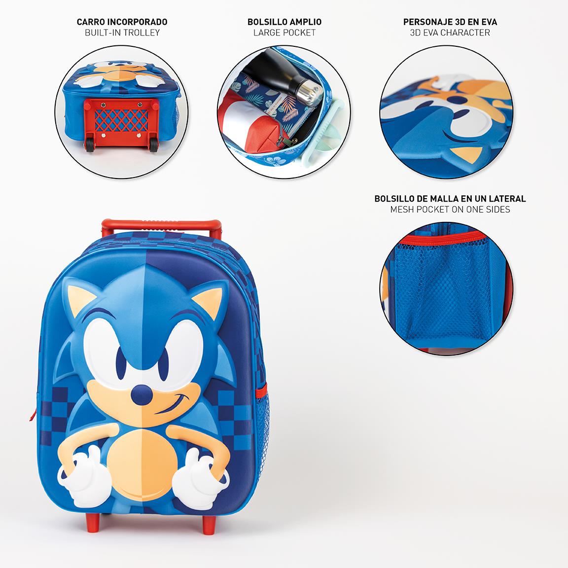 Cerda - Kids Backpack Trolley 3D Sonic