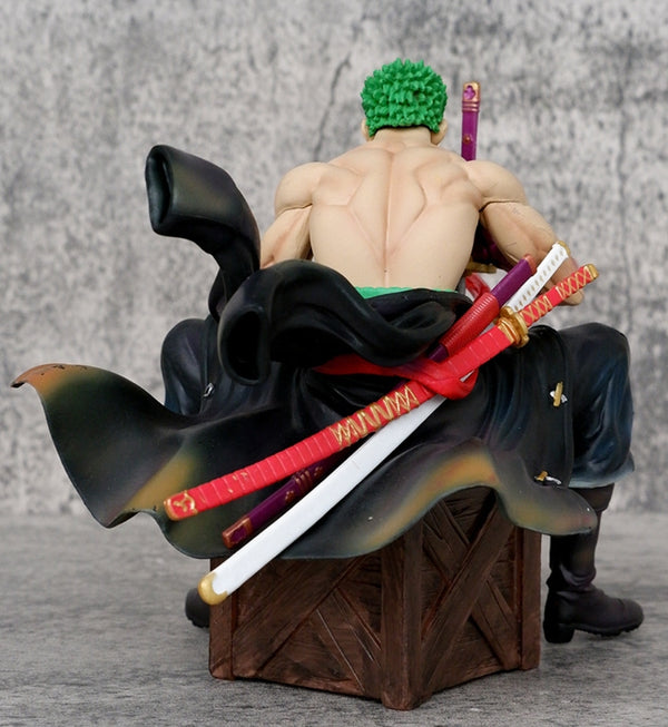 One Piece Roronoa Zoro Sitting Pose Interchangeable Head Movable Figure Dominant