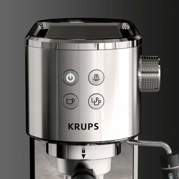 KRUPS Virtuoso XP444C10, Espresso Machine, 1 L, Ground Coffee, 1350 W, Stainless Steel STEAM & PUMP