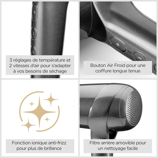Babyliss Hair Dryer Shine D6200DSDE Performance - Powerful & Compact 1600W - Titanium