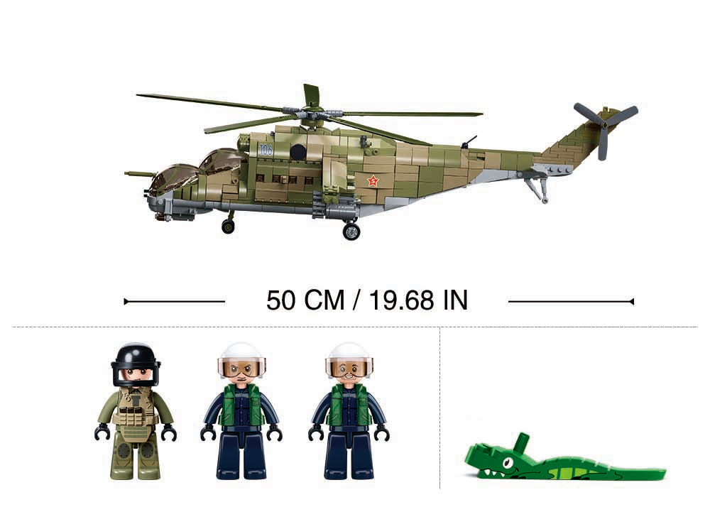 Sluban Model Bricks Mi 24S Gunship 3 In 1 1.35 893 Pcs