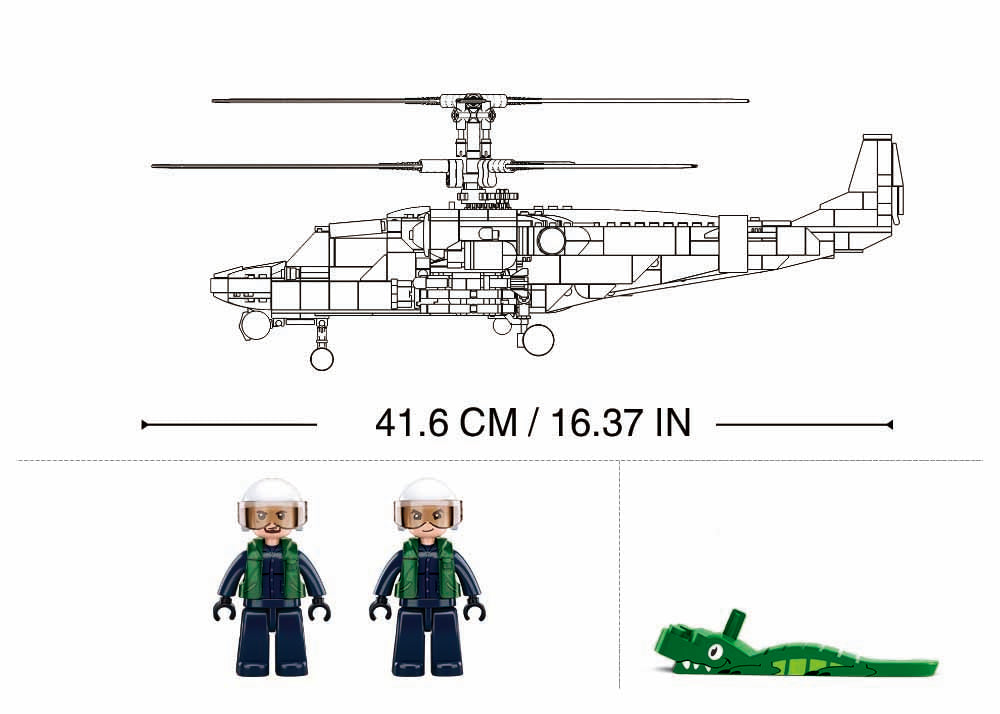 Sluban Modelbricks Ka 52S Gunship 1.35 913 Pcs